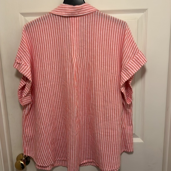 Liz Claiborne orange and white striped top NEW - Picture 2 of 9
